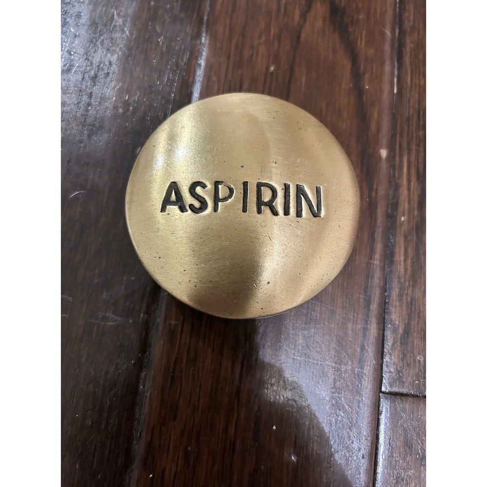 Vintage Brass ASPIRIN Paper Weight  Patina Brass USA 1970s